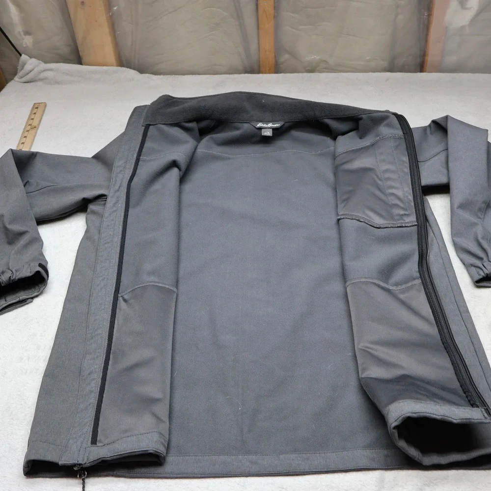 Eddie Bauer Jacket Mens Large‎ Tall Grey Softshell Wind Rain Full Zip Outdoor